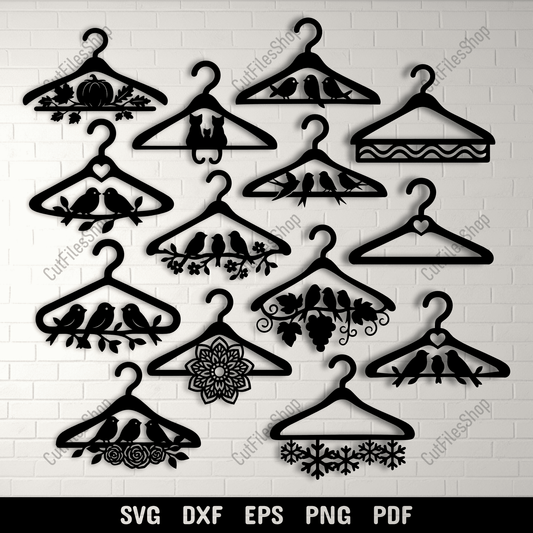 Decorative hanger SVG bundle with birds and floral designs