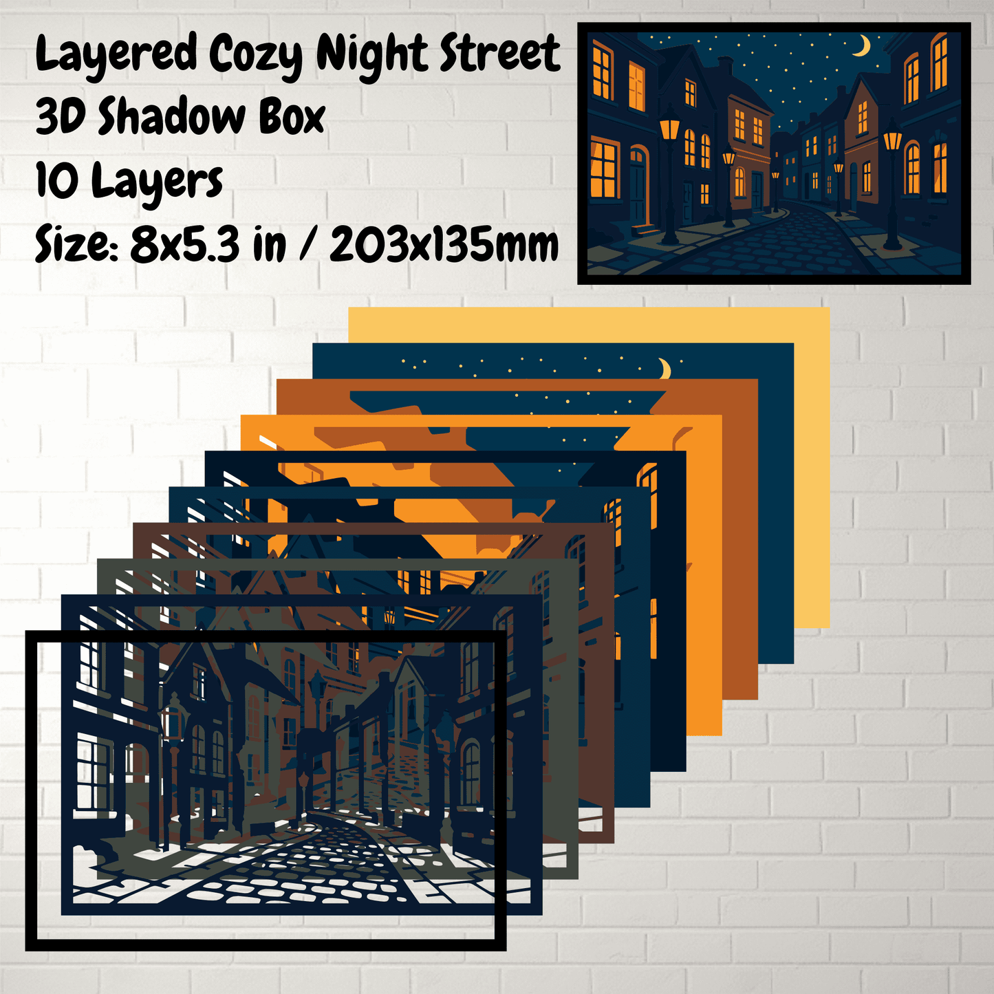 European street night layered SVG DXF file