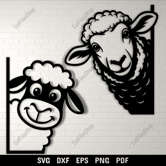 Cute peeking sheep SVG farm animal cutting file for Cricut