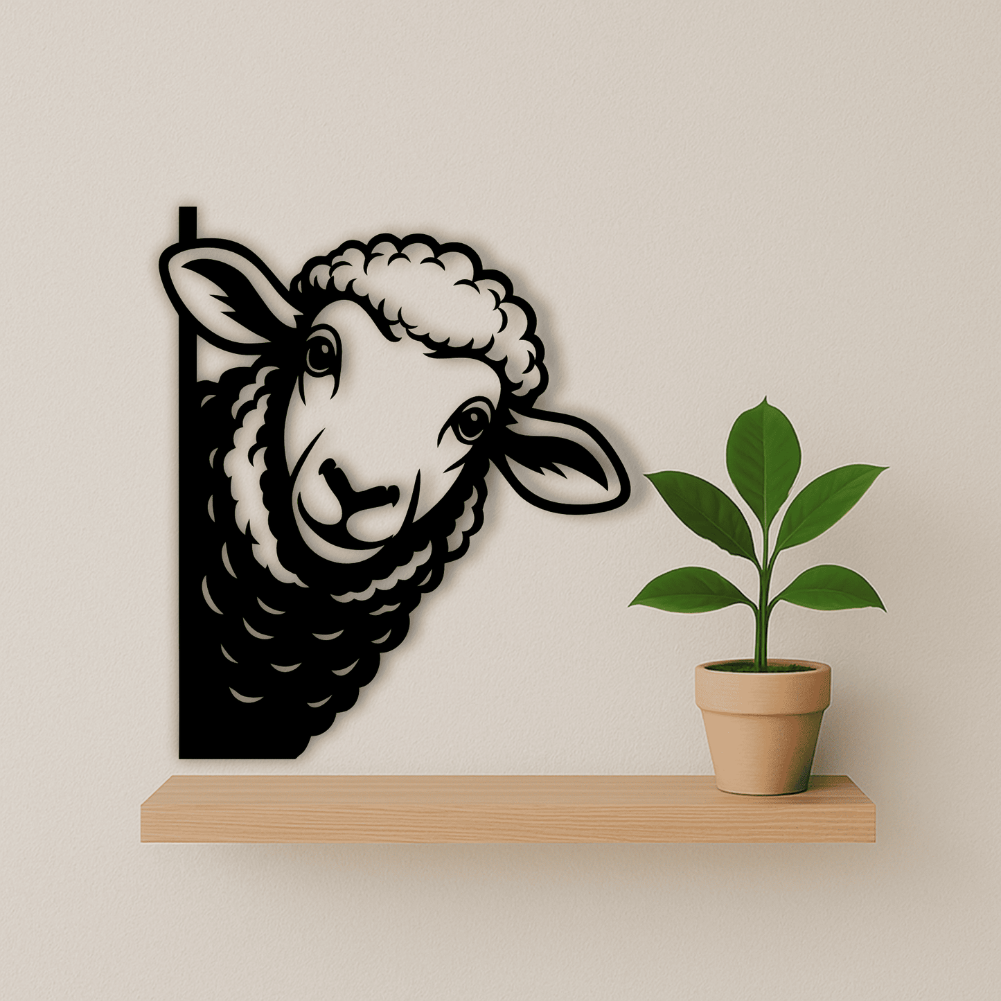 Smiling cartoon sheep vector for rustic farmhouse décor