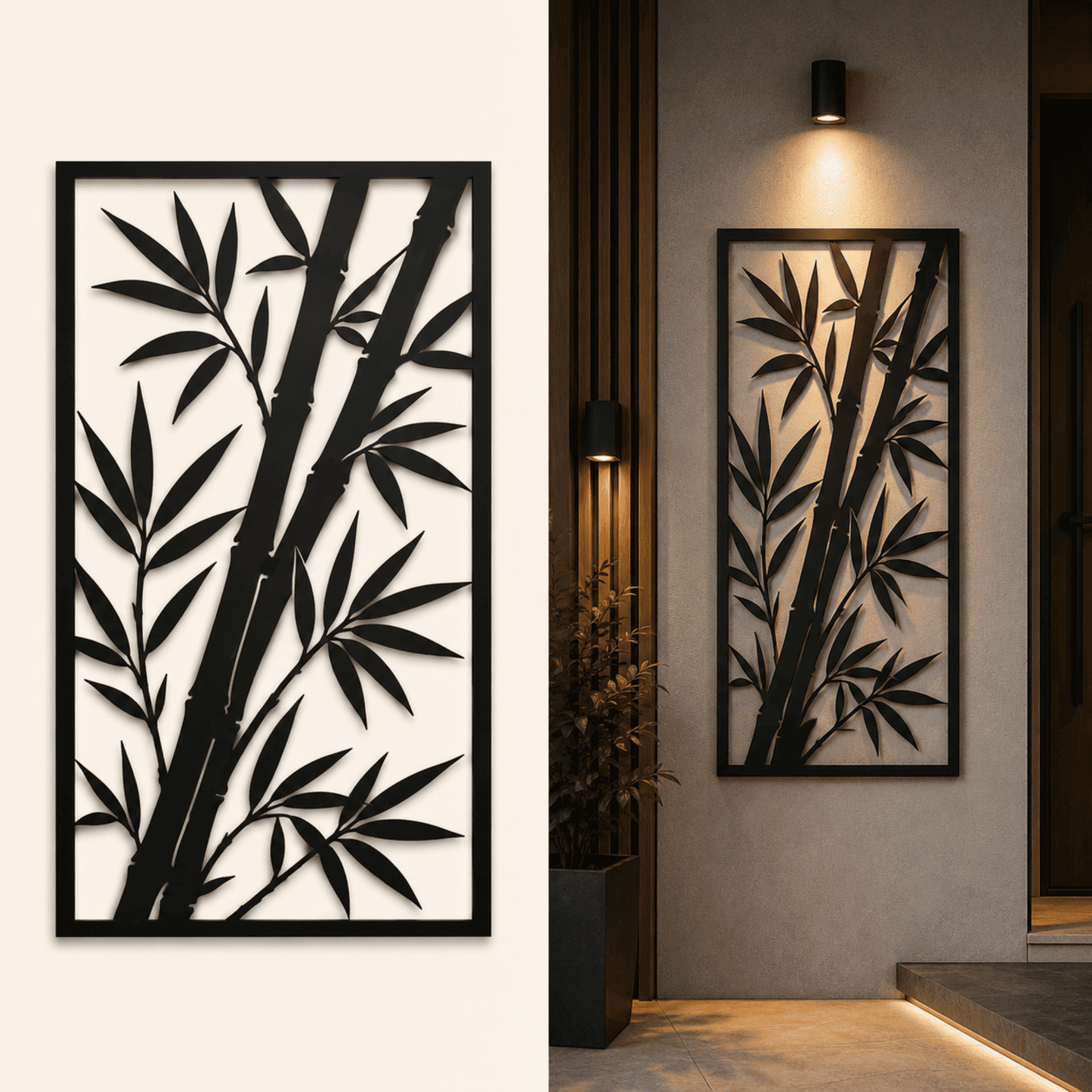 Modern bamboo wall art panel for metal and wood cutting