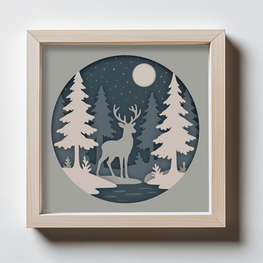 7 layer deer multilayer forest design SVG DXF EPS PDF