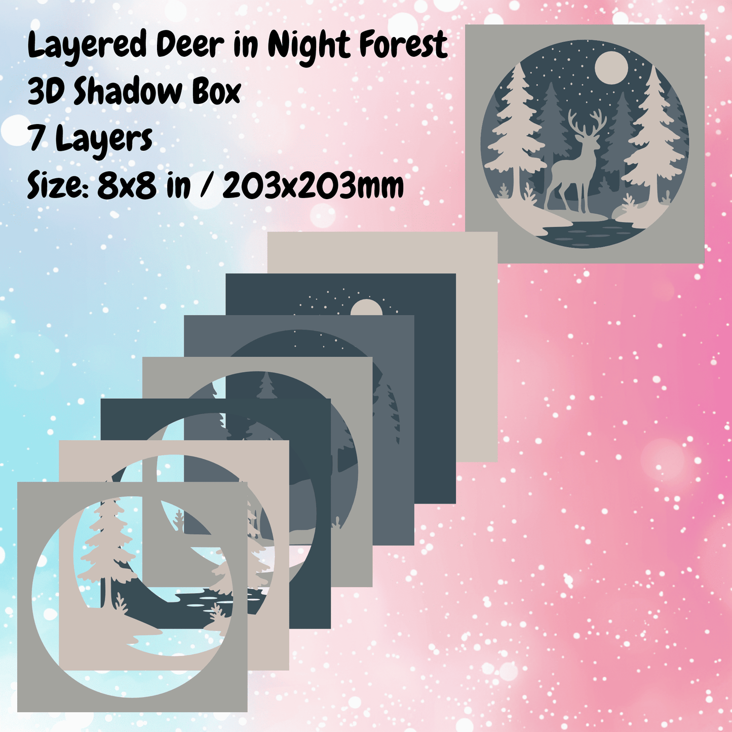 Forest stag light box SVG for Glowforge