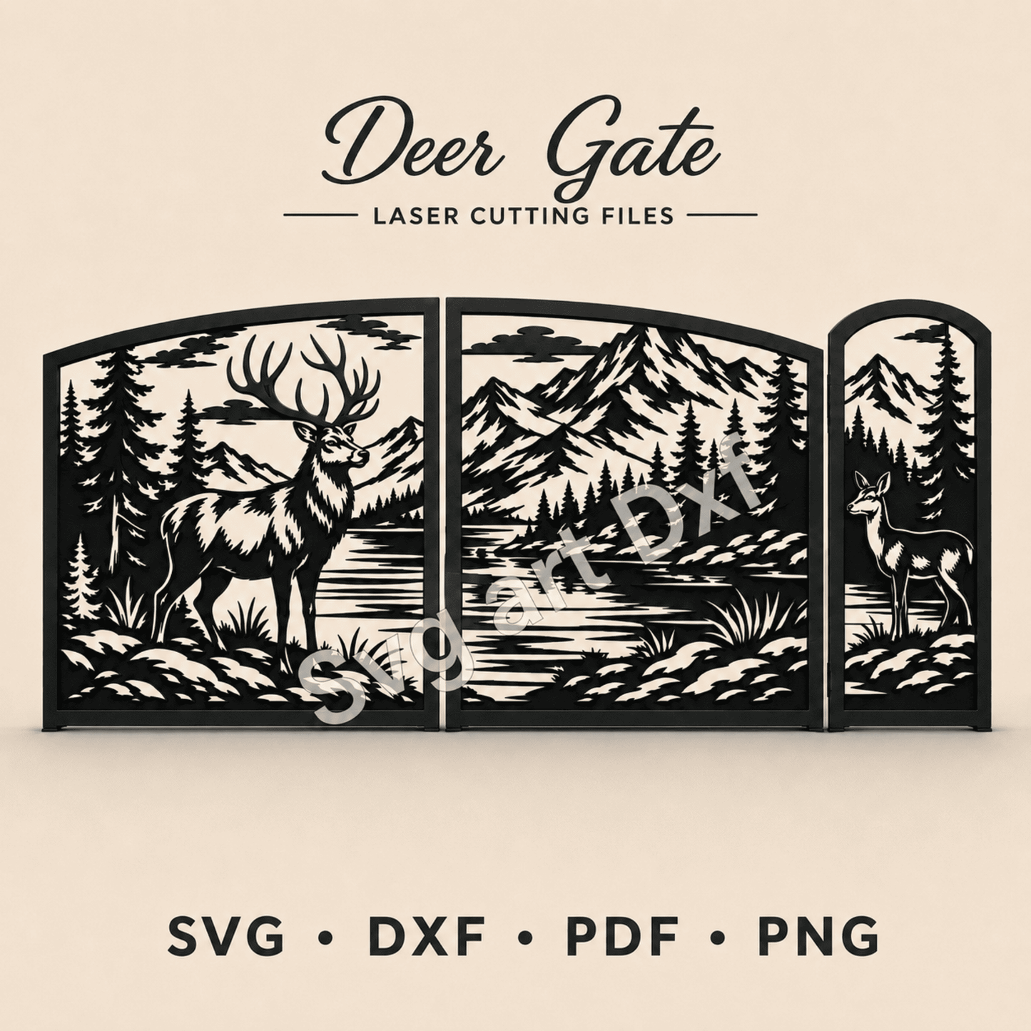 Stag and doe entrance gate set for CNC plasma and laser cutting.