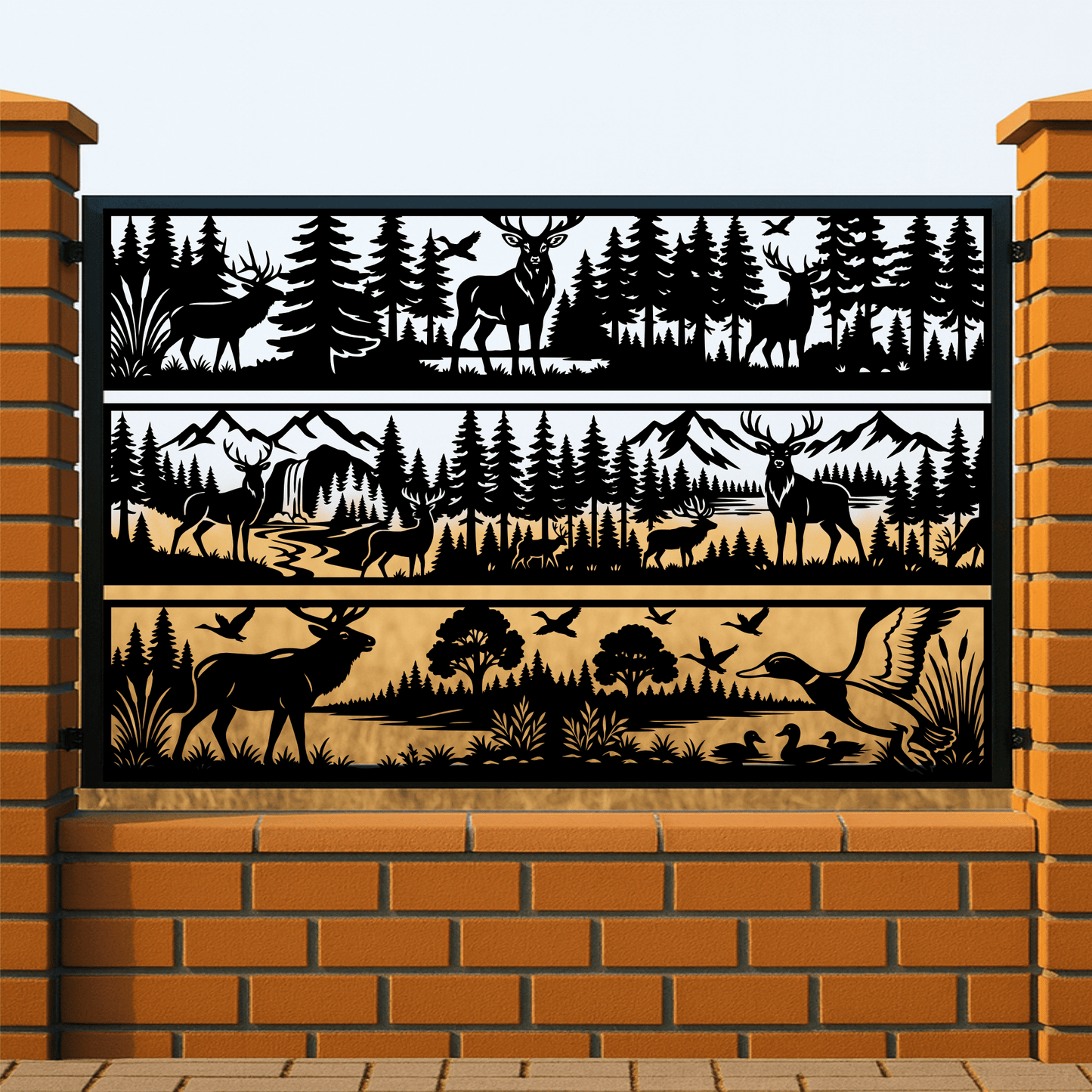 Deer and trees silhouette design for plasma cutting