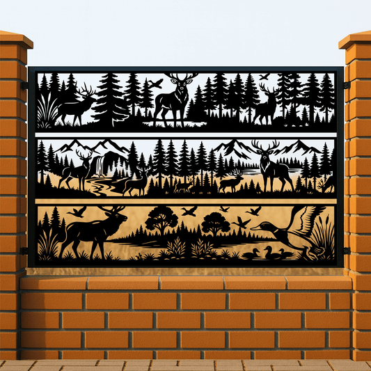 Deer and trees silhouette design for plasma cutting