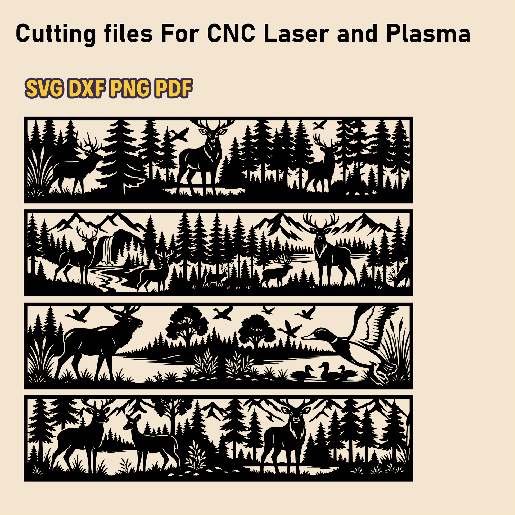 Forest landscape SVG DXF for laser engraving