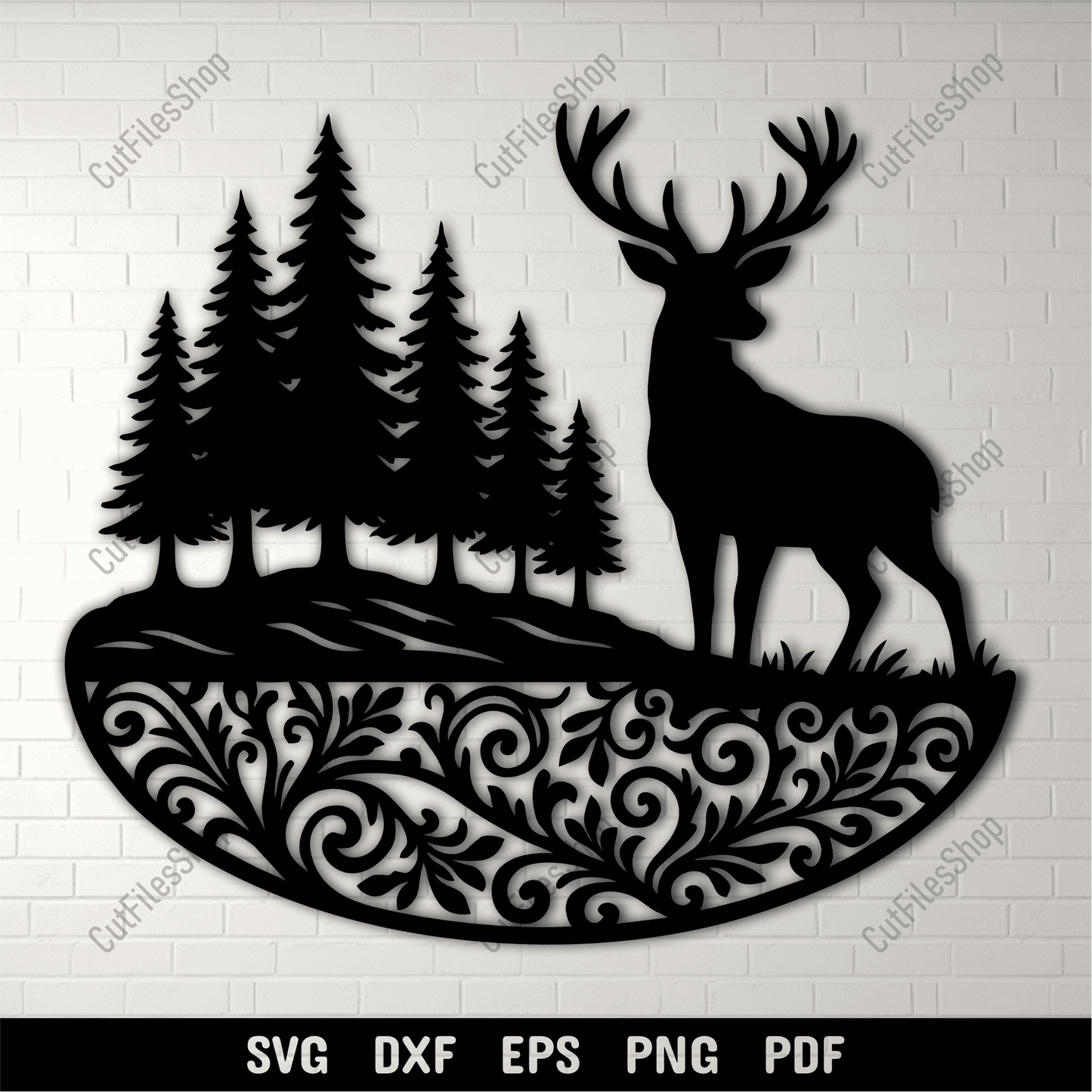 Deer ornament SVG design for laser cut