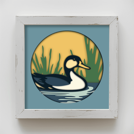 Eider Duck 3D SVG | Multilayer Shadow Box Template, DIY Home Decor