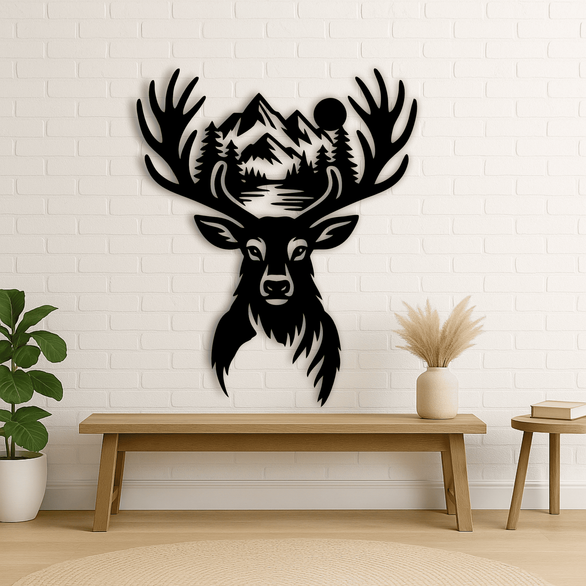 Deer mountain scene SVG for Glowforge engraving