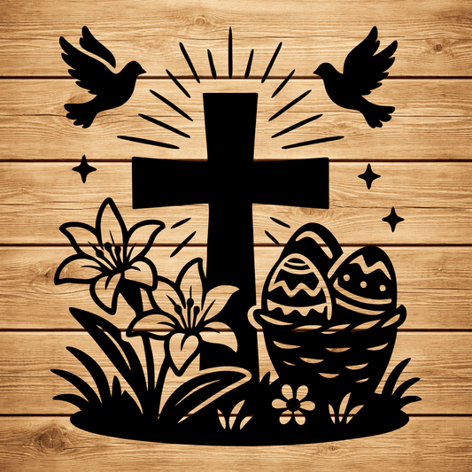 Christian cross Easter SVG PNG for CNC metal wall art