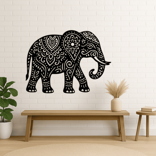Intricate elephant DXF design for CNC plasma and laser cutters