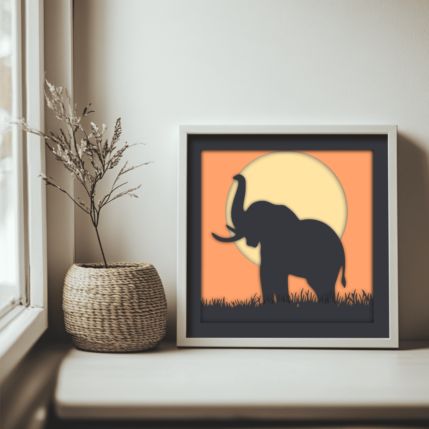 safari elephant layered paper cut design