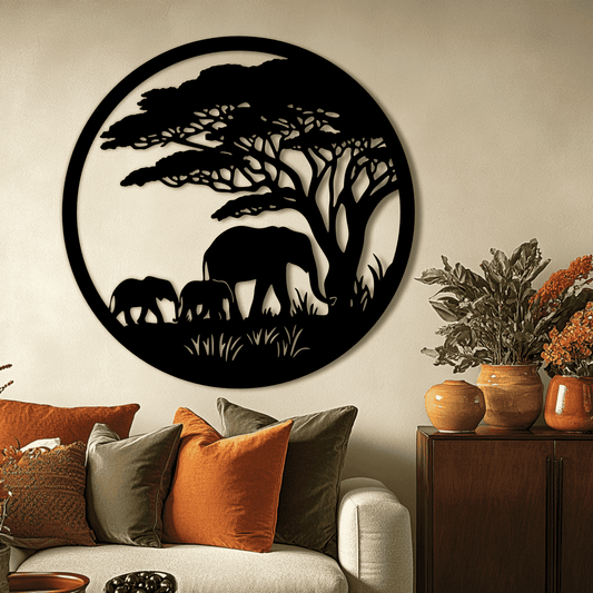 Elephant Scene Cutting Files – DXF for CNC, SVG for Sublimation and Vinyl Decals