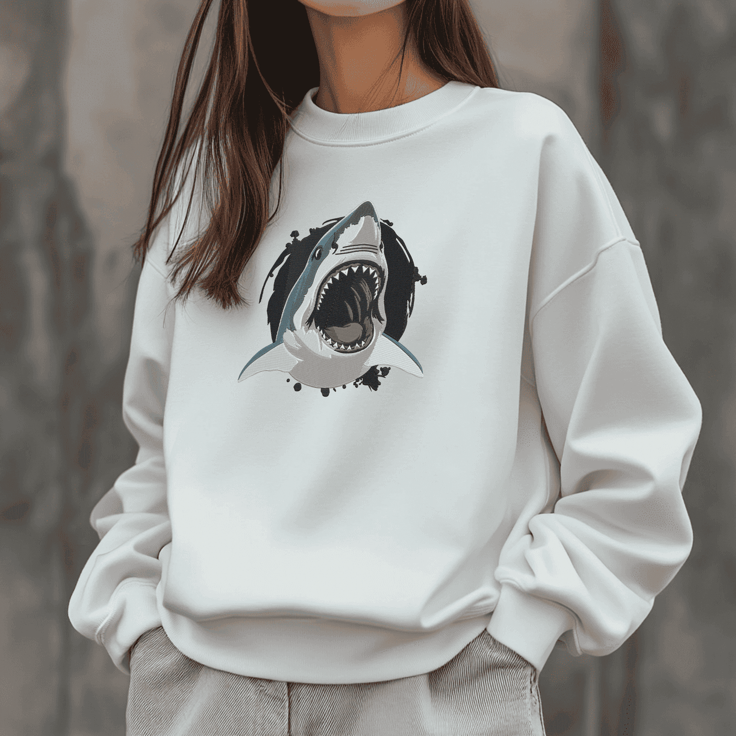 Shark embroidery file in DST, PES, EXP formats