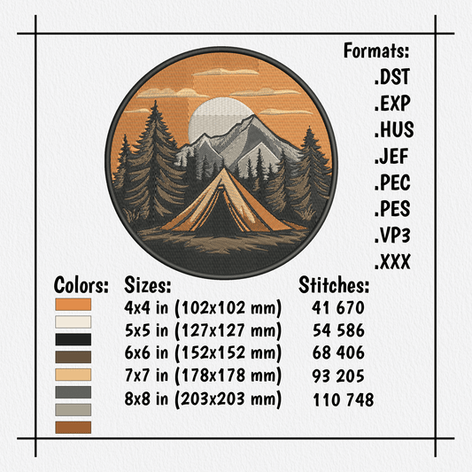 Nature scene for machine embroidery projects