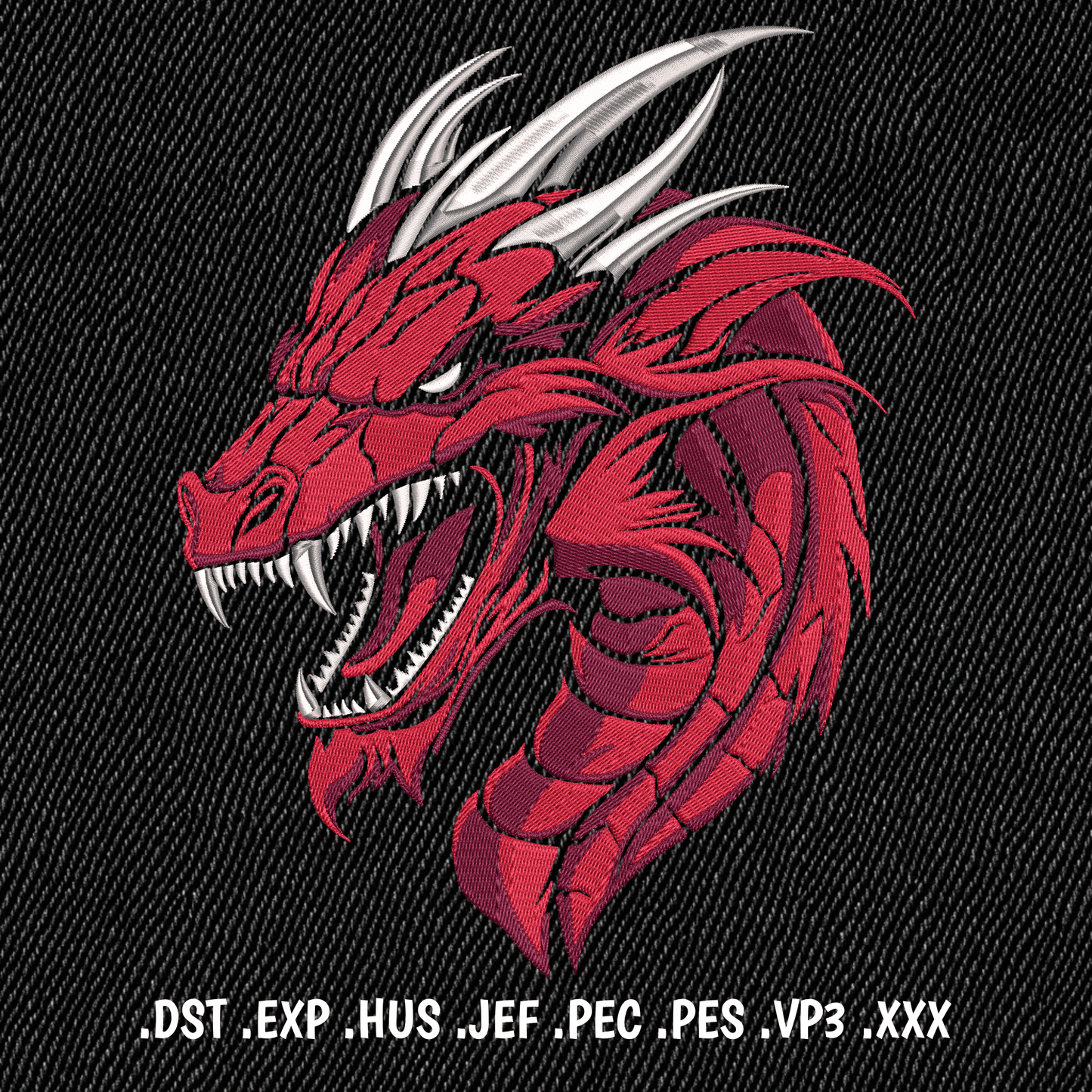 Detailed dragon embroidery pattern for clothing