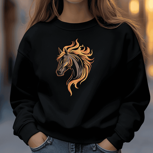 Horse with fire machine embroidery file