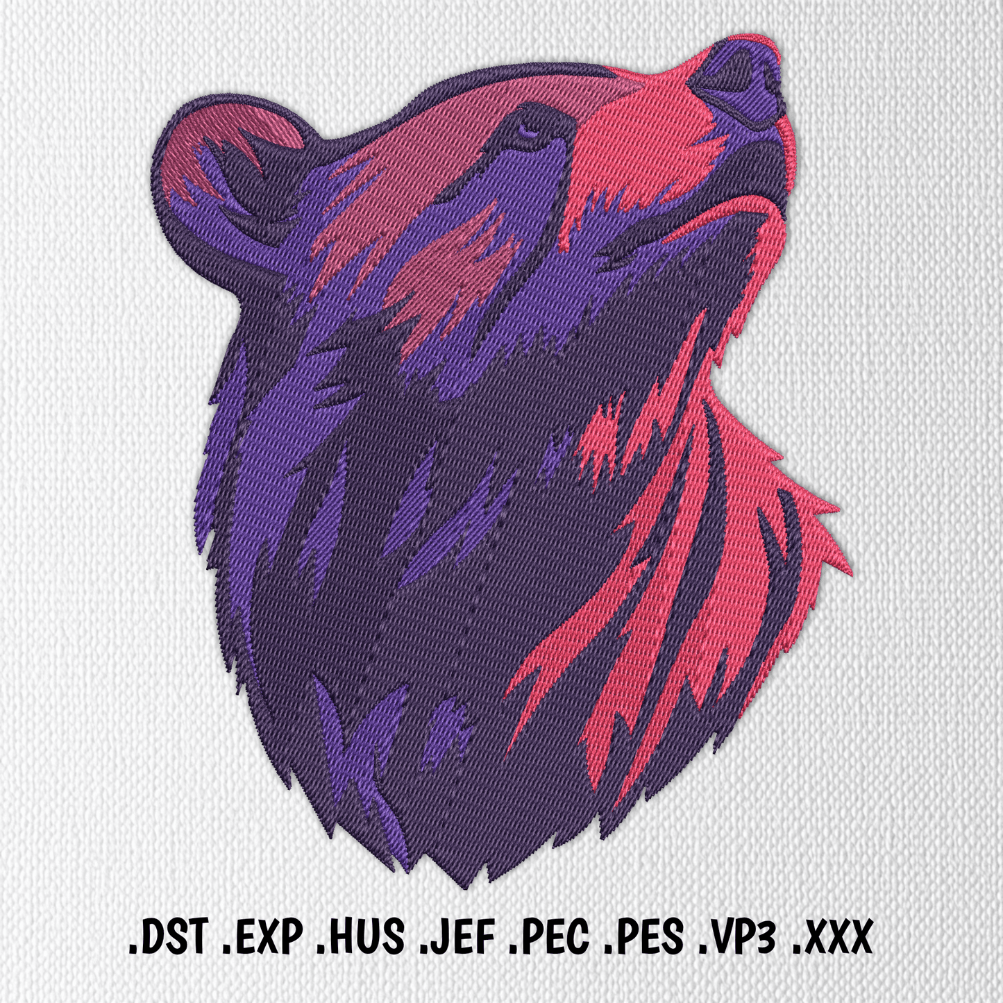 Wildlife-themed bear design in DST, PES formats