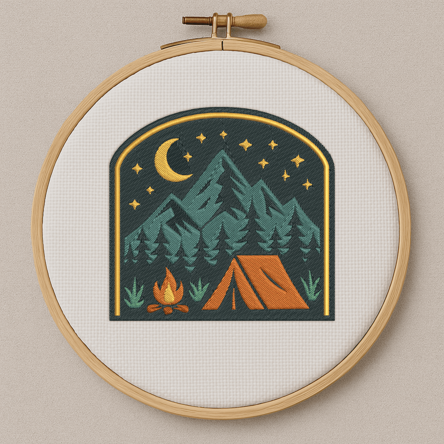 Outdoor embroidery file with stars and nature