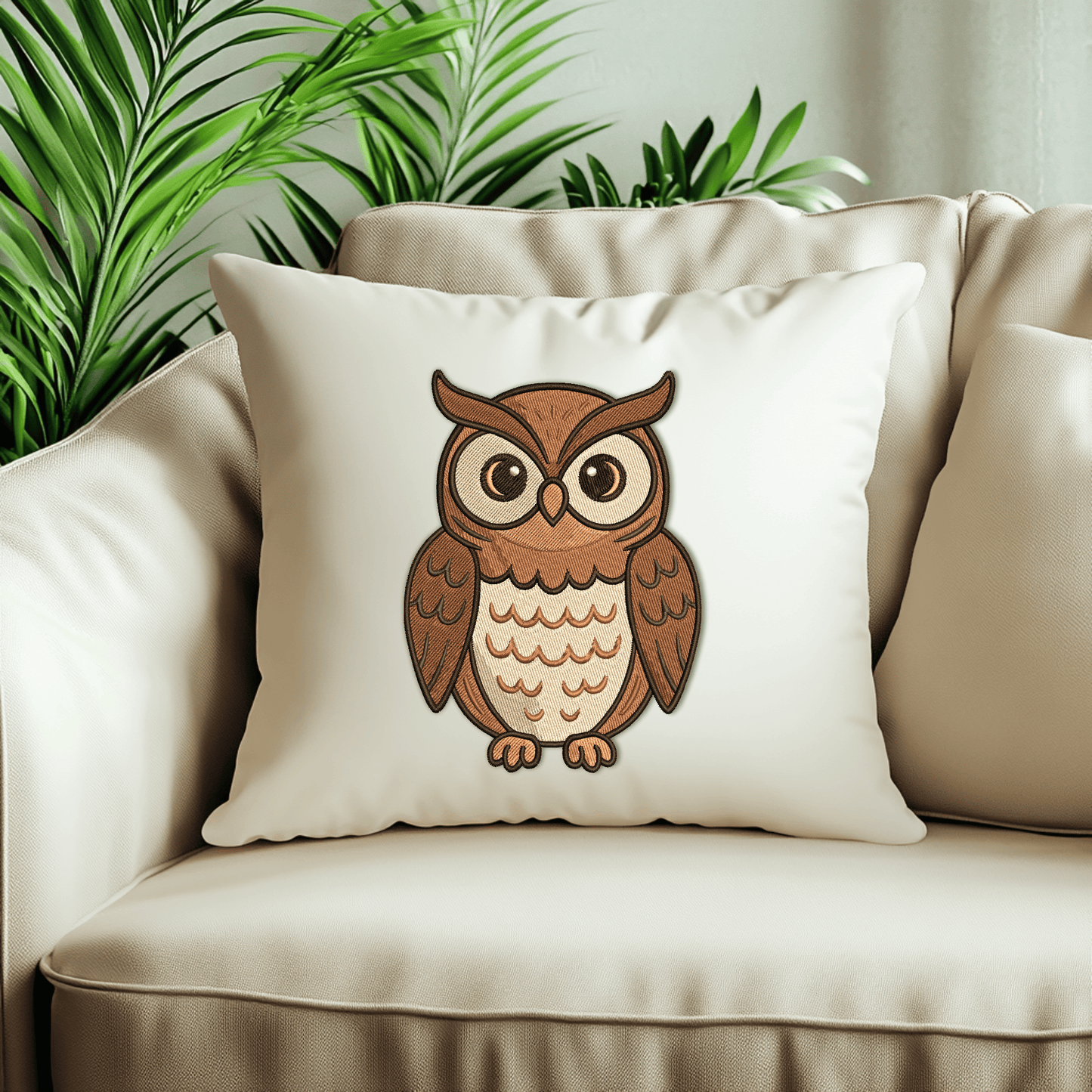 Night owl embroidery pattern for machine stitching