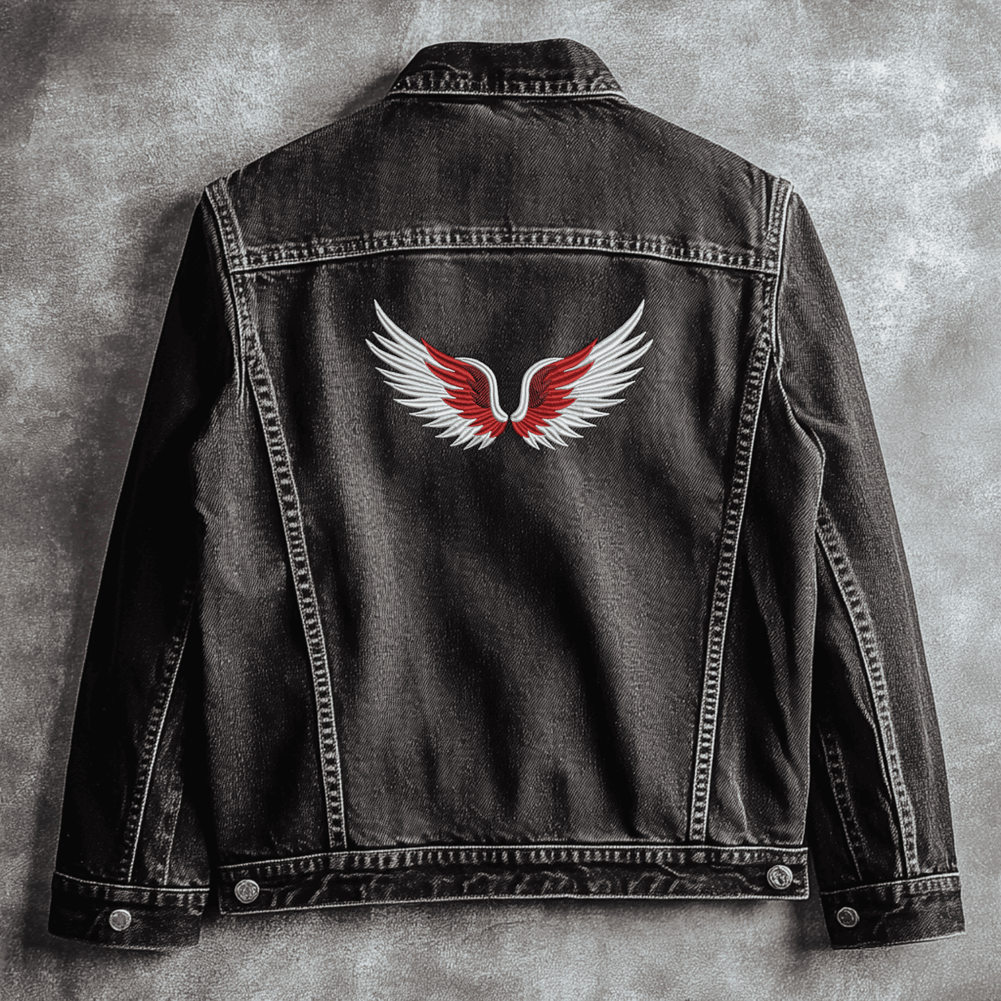 Machine embroidery of elegant angel wings