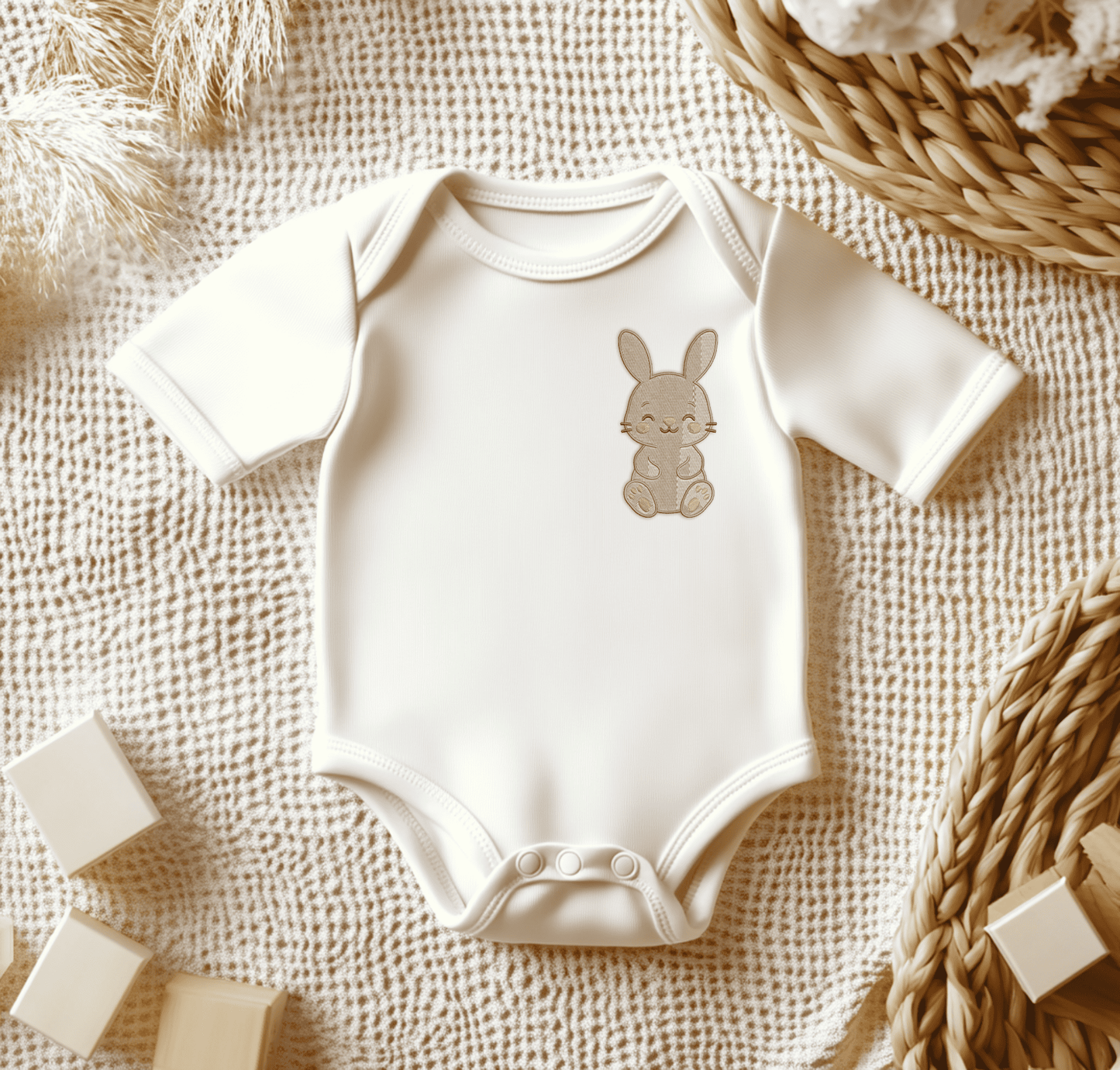 Soft bunny embroidery design for babies