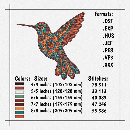 Bird embroidery in flight for spring clothing