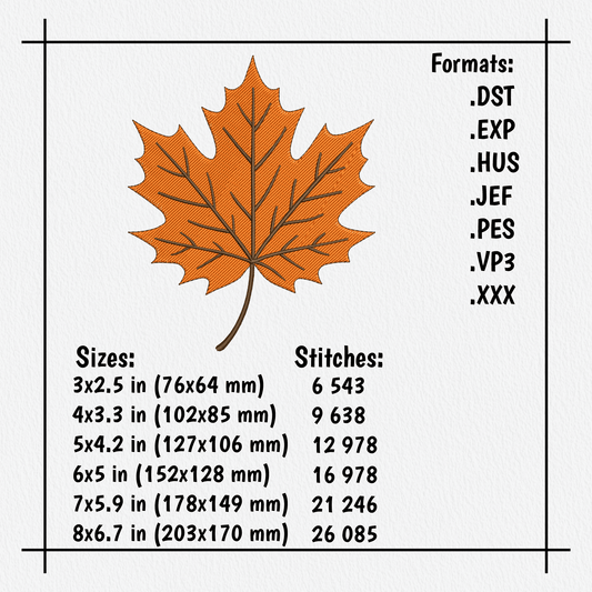 Autumn maple leaf applique embroidery design for clothes and home decor