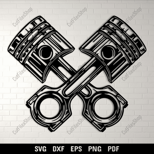 Piston and rod SVG file for CNC