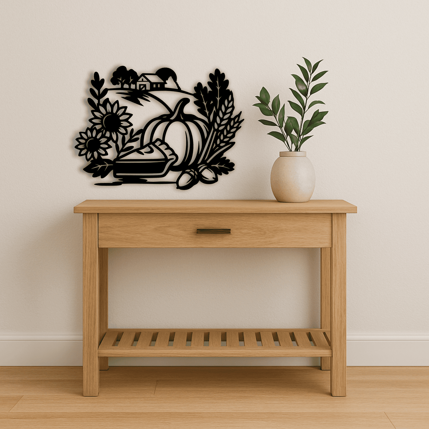 Farmhouse pumpkin scene DXF for CNC cutting