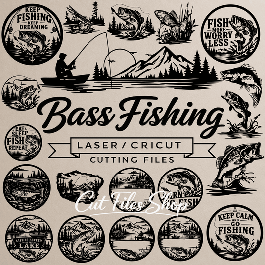 Bass fishing SVG bundle for CNC plasma and laser cutting