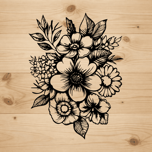 Wildflower bouquet SVG DXF EPS PNG PDF file for laser cutting and CNC plasma floral wall decor