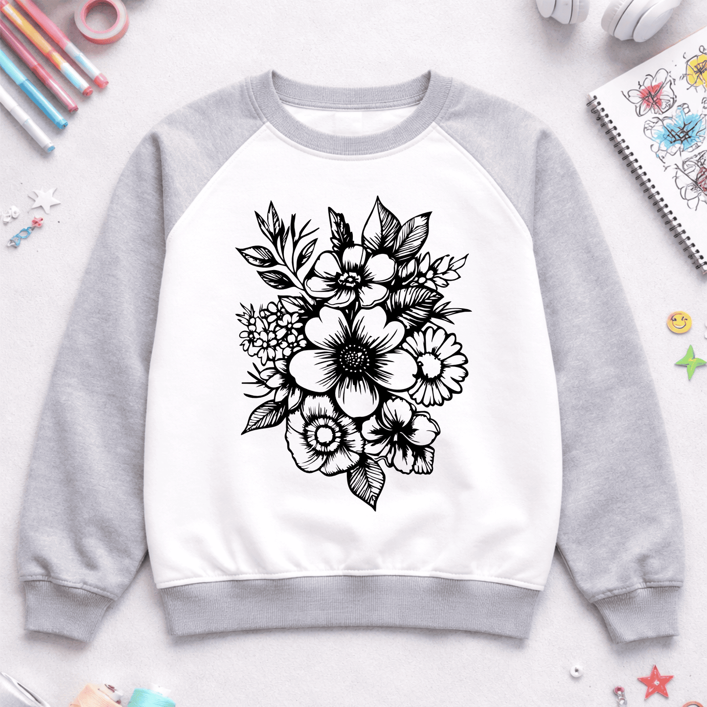 Printable wildflower bouquet PDF file for craft and decor projects