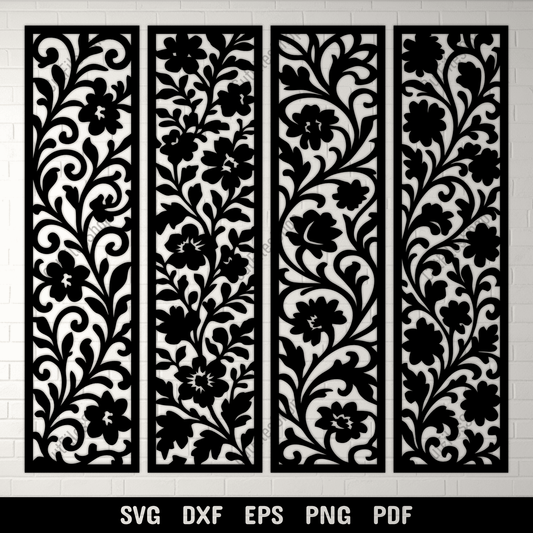 Vertical floral panel SVG design