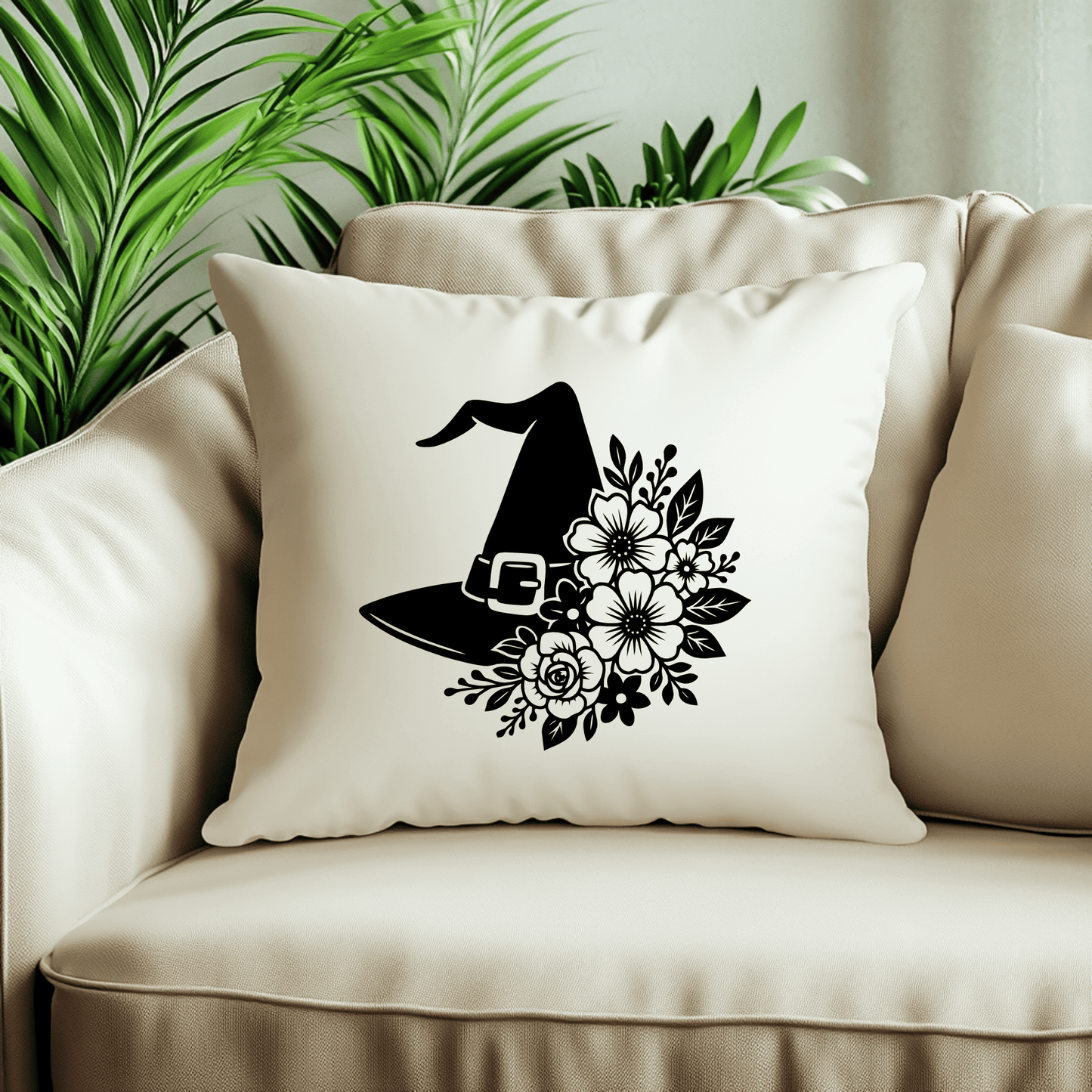 Gothic floral witch silhouette design