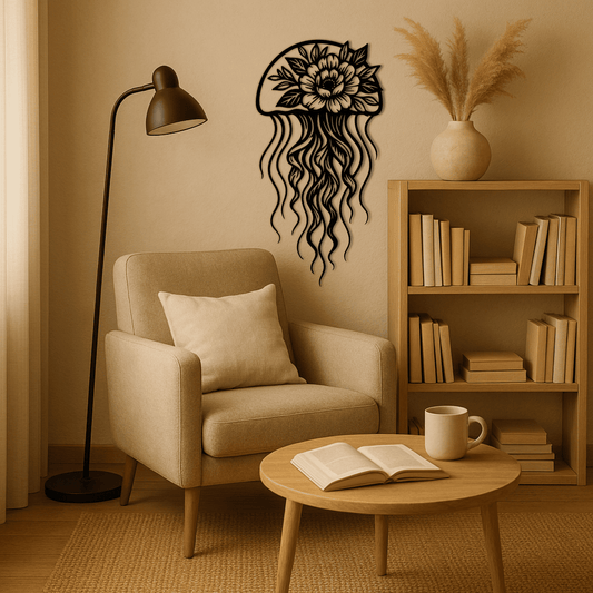 Jellyfish with flowers SVG cut file