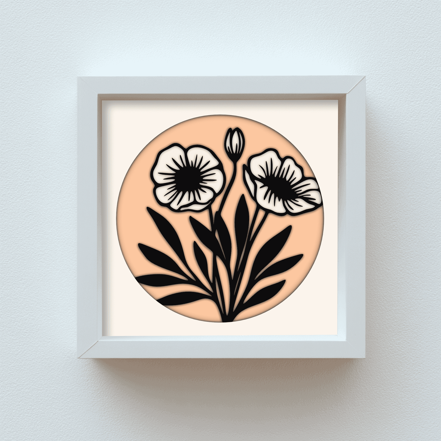 Floral 3D Shadow Box SVG, Multilayer Paper Cut File for Cricut & Laser Cutting