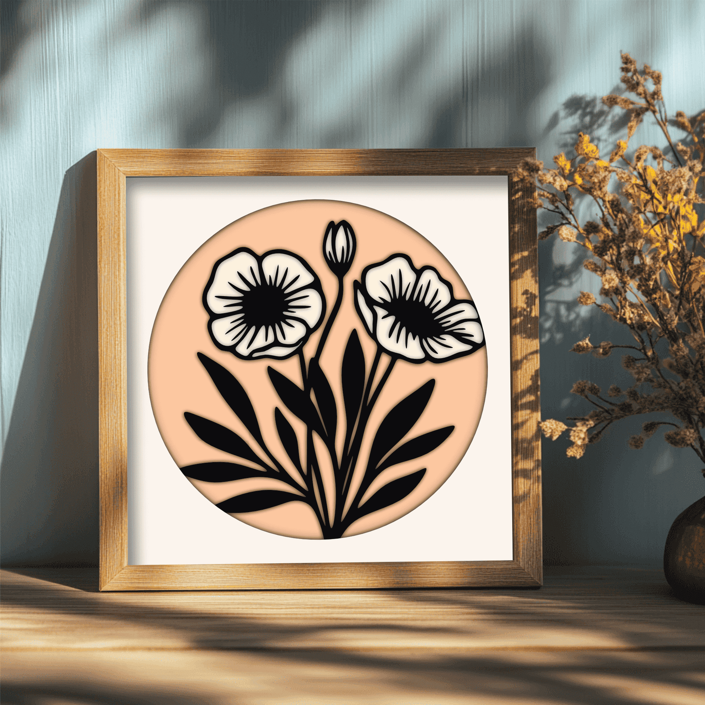 Layered Flowers Shadow Box SVG, DXF for CNC & Cricut, DIY Paper Craft