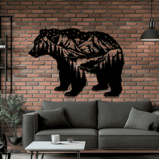 Bear silhouette with trees DXF file