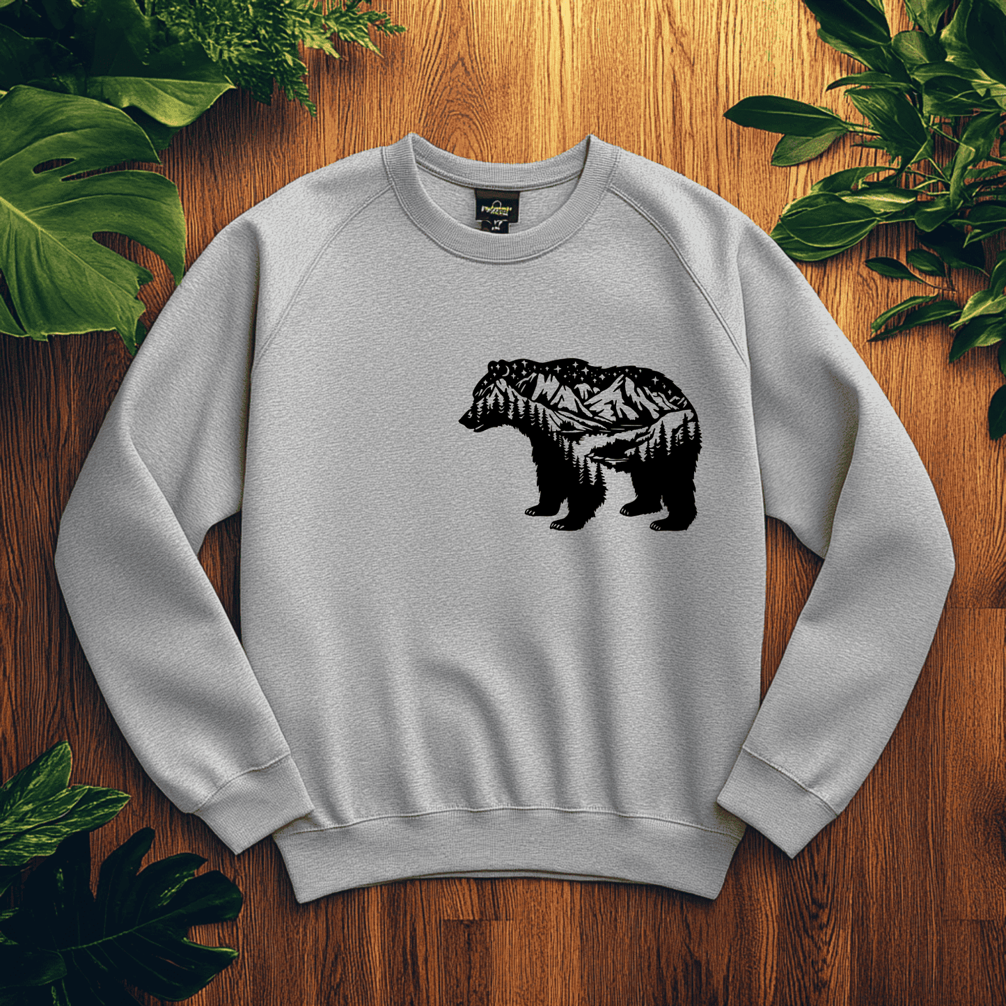 Cricut-ready bear with forest vector