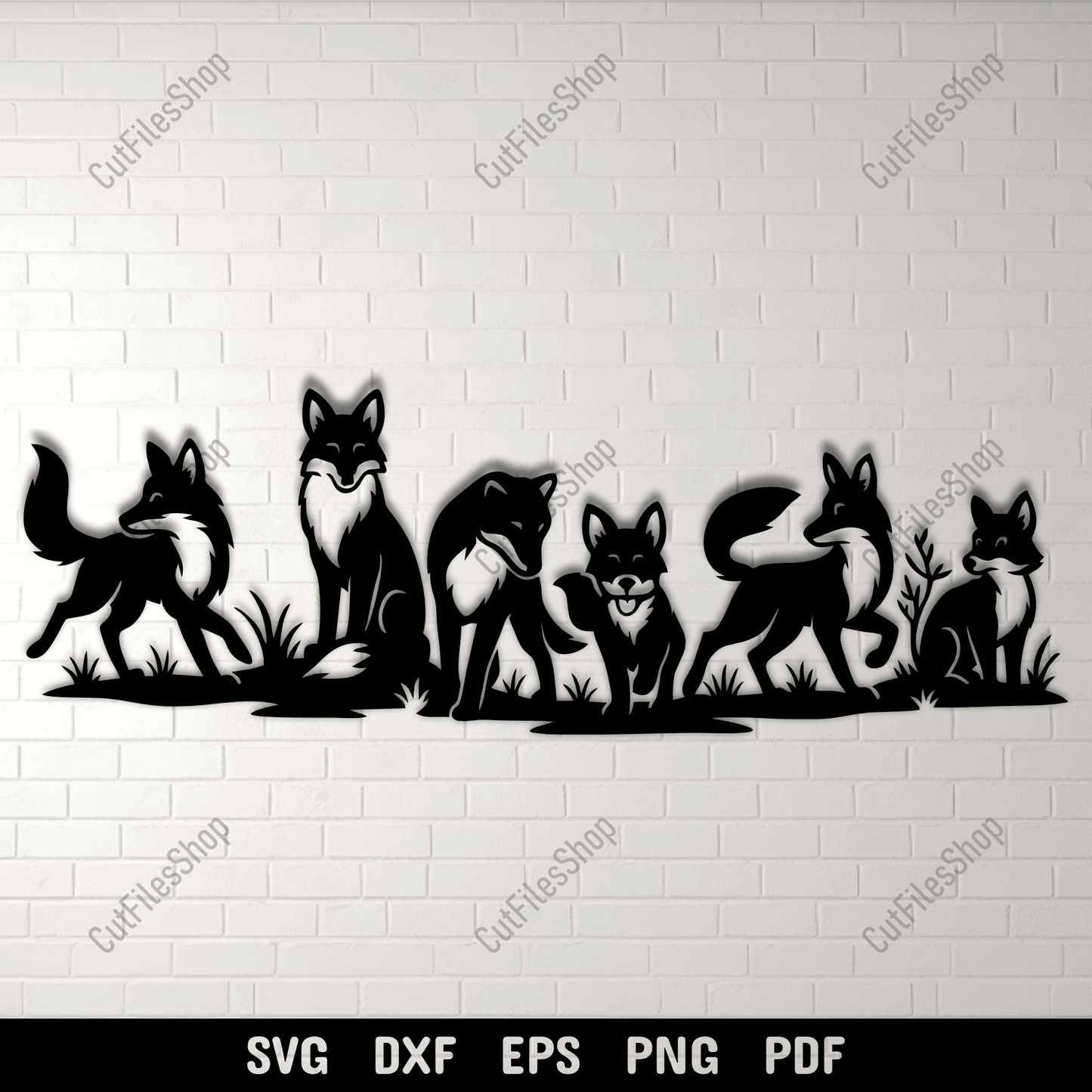 Wild fox silhouettes DXF cut files