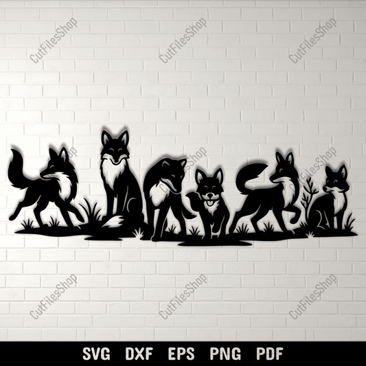 Wild fox silhouettes DXF cut files