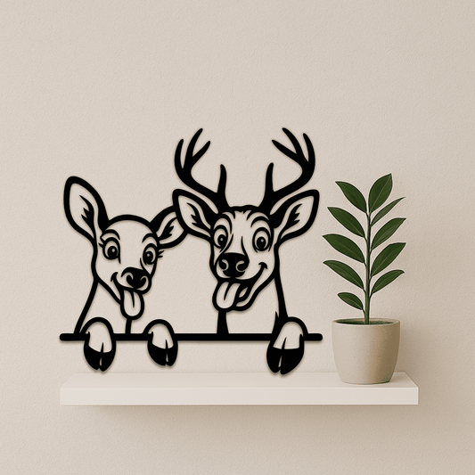 Cartoon deer faces sticking tongues out design for Cricut