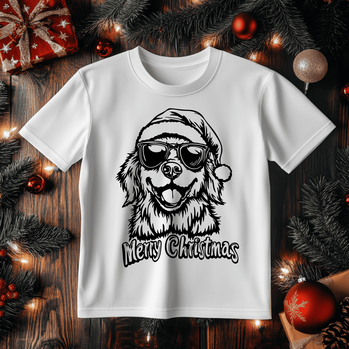 Golden Retriever Christmas SVG, Santa Hat Clipart, Cutting Files for Cricut & Silhouette, PNG for Sublimation Funny T-Shirt Design, Christmas GIFT DIY, Best Vector Images