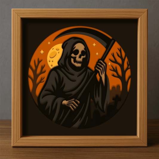 Halloween Grim Reaper 3D shadow box SVG DXF EPS PDF template
