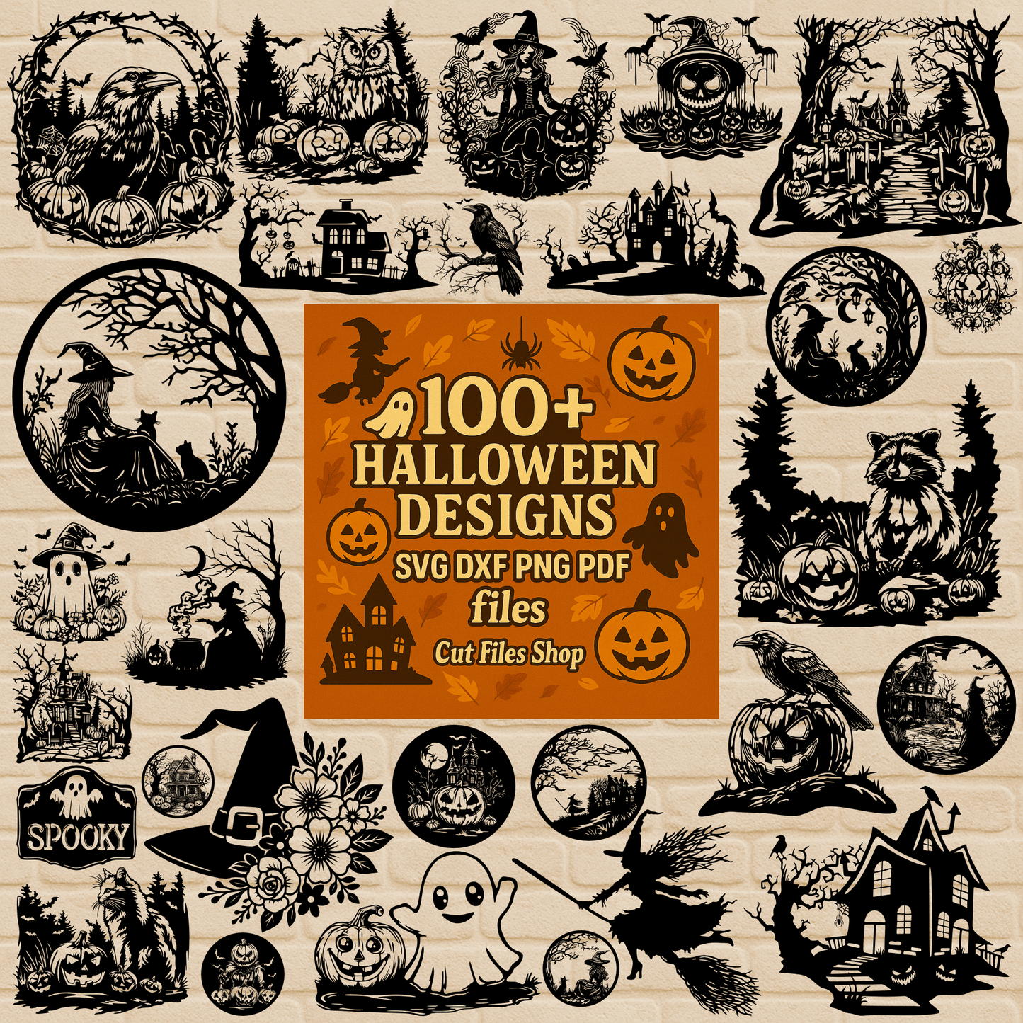 100+ Halloween SVG DXF PNG Bundle | Spooky Cut Files for CNC, Cricut, Silhouette & Laser Cutting