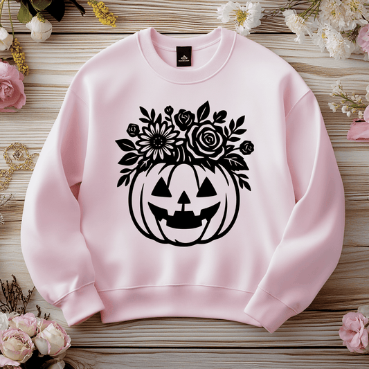 Jack-o’-lantern with flowers DXF design for Cricut Silhouette CNC