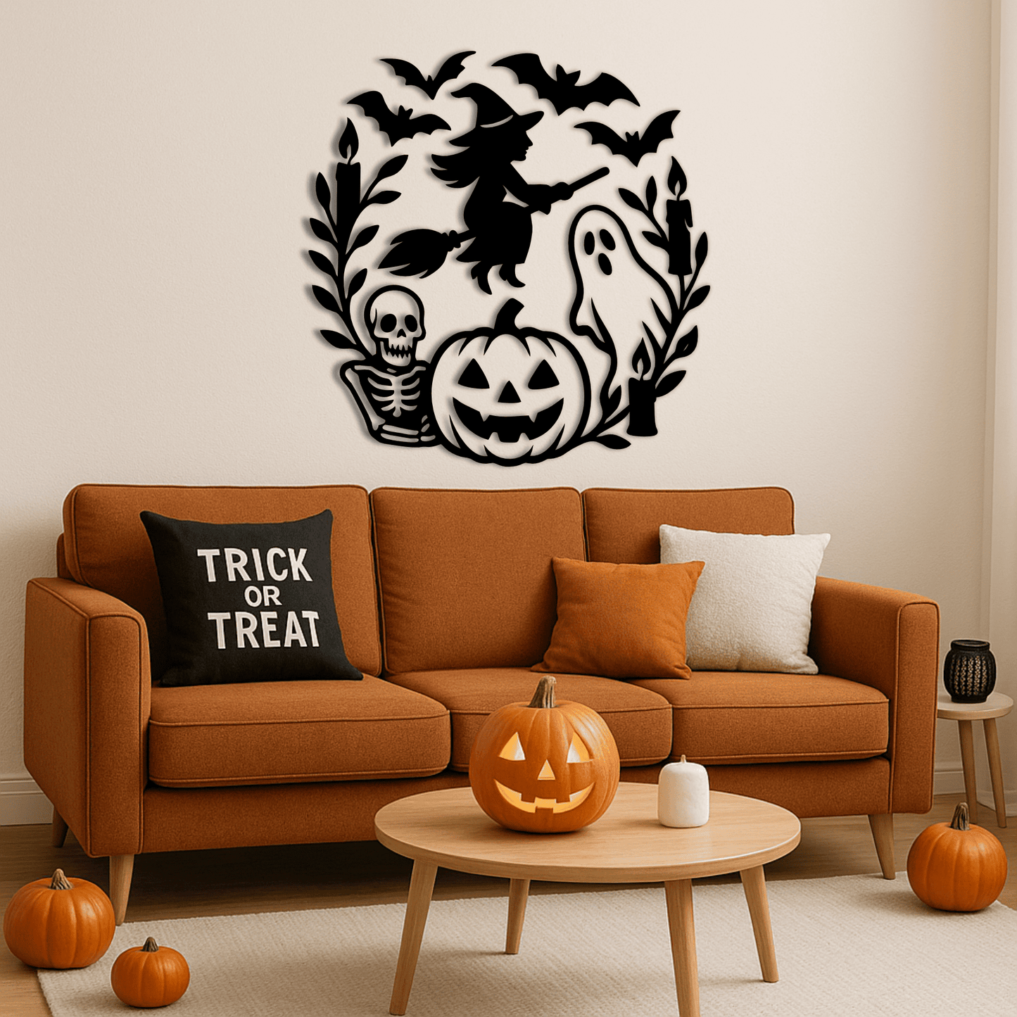 Flying witch vector EPS for spooky Halloween wall art