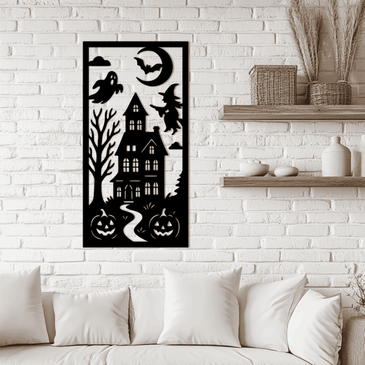 Halloween witch and ghost scene SVG PNG for Glowforge